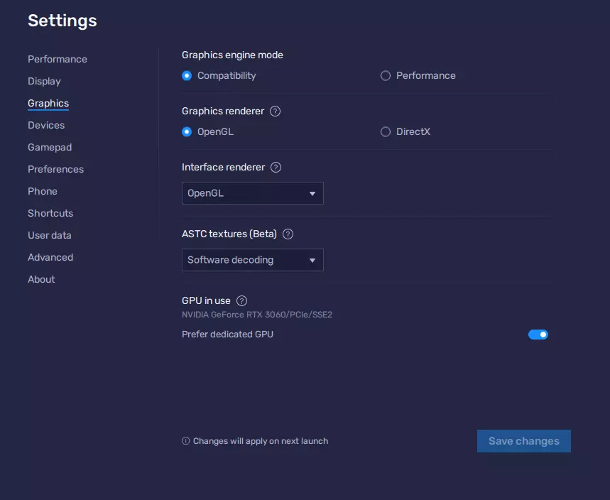 bluestack settings page three