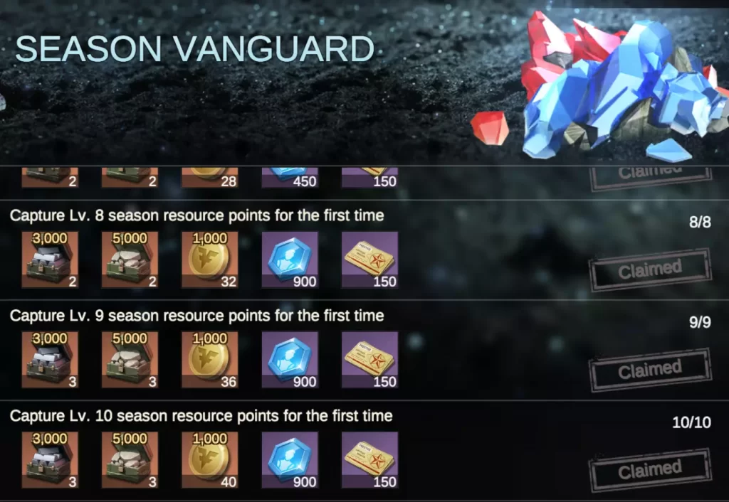 season vanguard rewards