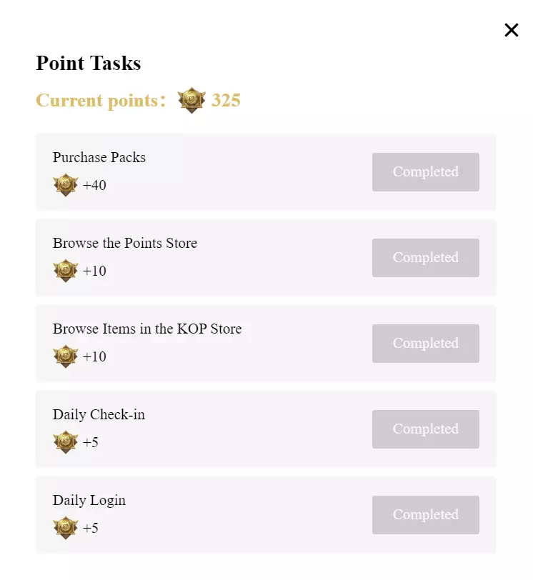 points tasks