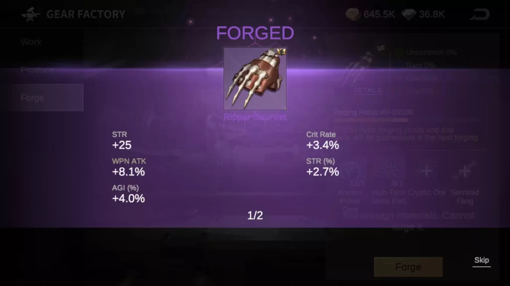 Forge results 1